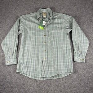 LL Bean Traditional Fit Men Shirt Wrinkle Free Medium Wrinkle Free Juniper Green